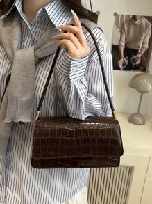 New Fashion Crocodile Pattern PU Leather Women Handbag, Korean Style Underarm Crossbody Shoulder Bag
