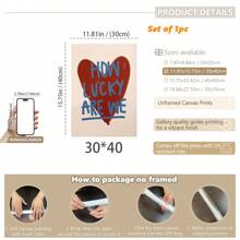 1 件，帆布悬挂，带框装饰画，墙壁艺术，海报，名言，我们有多幸运印刷品，红心装饰，时尚海报，墙壁艺术，彩色装饰，床上艺术印刷品，红色墙壁艺术，复古墙壁印刷品，可爱女孩宿舍装饰，房间装饰壁画