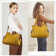 Angel Kiss Handbags For Womens Top-Handle Hobo Purse Roomy Casual Shoulder Bags PU Tote Satchel Purse For Women - Màu vàng - Xem 7