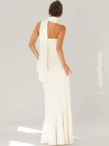 conciso Elegantes trägerlos Schal Dekoration Einfarbiges lang halbtransparentes Kleid Sommer Frauen sexy Y2K Club Abendparty rückenfreies