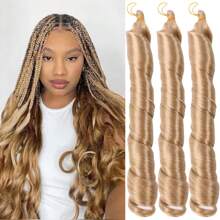 3 Pcs Synthetic French Curl Braiding Hair 22 Inch Loose Wave Braiding Hair Extensions Pre Stretched Crochet Braids For Women