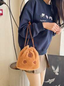 Trousse de maquillage mignonne, animal en peluche, sac à main amusant, sac de toilette, portefeuille pour le shopping et les loisirs