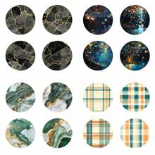 4pcs/Set Moonlight Butterfly, Striped Plaid Series Printed Wooden Coasters - Heat Insulation Wooden Cup Mat, Suitable For Tea Cups, Coffee And Beverage Cups, Ideal For Home And Restaurant Decor, Collectable Wooden Coasters