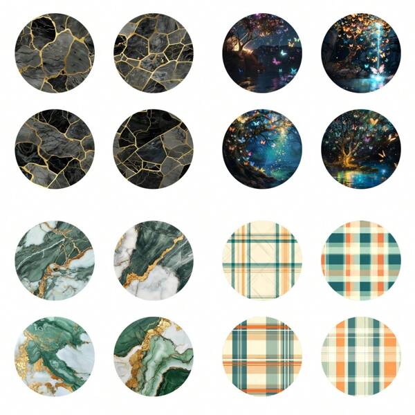 4pcs/Set Moonlight Butterfly, Striped Plaid Series Printed Wooden Coasters - Heat Insulation Wooden Cup Mat, Suitable For Tea Cups, Coffee And Beverage Cups, Ideal For Home And Restaurant Decor, Collectable Wooden Coasters