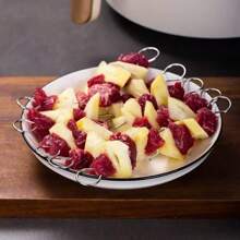 1pc Grill Rack, Stainless Steel Household Barbecue Skewer Holder, Multi-Function Double-Layer Air Fryer Rack - Multicolor - View 6