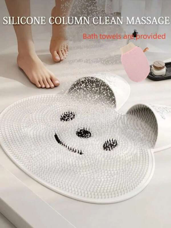 1pc Rabbit Silicone Massage Foot Pad And Mud Rubbing , Bathroom Non-Slip Mat, Bath Towel Foot Rubbing Artifact, Foot Washing To Remove Dead Skin, Spring And Summer Bathing Must-Have