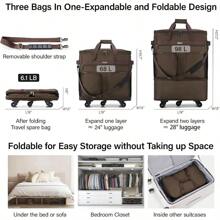 Hanke Suitcases With Wheels Expandable Foldable Luggage Bag Suitcase Collapsible Rolling Travel Bag Duffel Bag For Men Women Lightweight Suitcases Without Telescoping Handle, Black - 咖啡升級版2 - 查看 2
