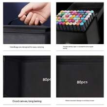 1 个马克笔袋，多种尺寸可选，不含马克笔，大容量专业马克笔收纳整理器，可折叠拉链袋，适用于美术用品、铅笔盒、铅笔袋、书包