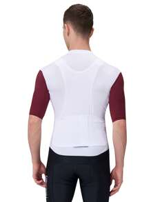 [HISERWA]2025 Summer Spring Men's BikeJersey Short Sleeve Color Block ,Seamless Construction & Anti-Slip Hem,3+1 Zipper Pockets,MTB/Road Cycling Top - Burgundy - View 7