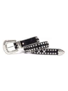 Children's Diamond Embellished Belt, Fashionable Streetwear Style, Rhinestone Decorated Belt For Boys And Girls - A - View 3