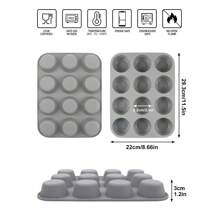 1pc Silicone 12 Grid Round Hole Cake Mold Mafen Cake Baking Mold Household Kitchen Dim Sum Baking Tray Cake Baking Tools
