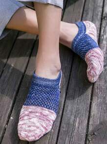 5双装男士薄款网眼透气短袜，复古休闲船袜，四季皆宜 - 彩色 - 查看 3