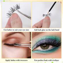 10 Pairs Southeast Asia Style C-Curl Semi-Permanent False Eyelashes, Natural & Lengthening, Faux Mink Lashes With Attached Eyeliner