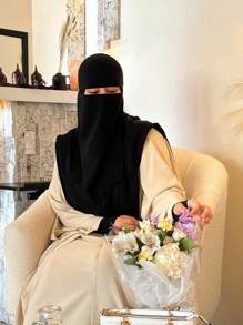 1 件装女士雪纺柔软透气单层面纱尼卡布伊斯兰面罩 Khimar 头巾适合穆斯林祈祷日常使用