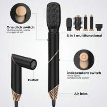 5-In-1 Electric Hair Brush, Portable Design Anti-Static Anti-Frizz, Create Smooth Hairstyle Anytime Anywhere - UK Plug(220-240V) - View 2