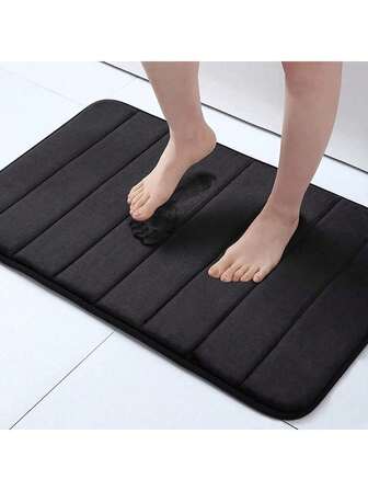 1pc Solid Color Simple Soft Memory Foam Sponge Absorbent & Non-Slip Bathroom Mat, Toilet Mat Christmas Decor Kitchen Rug