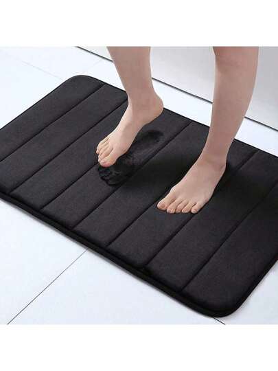 1pc Solid Color Simple Soft Memory Foam Sponge Absorbent & Non-Slip Bathroom Mat, Toilet Mat Christmas Decor Kitchen Rug