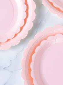 7/9 Inch Light Pink Flower Petal Disposable Paper Plates, Party Supplies, Disposable Party Plates, Birthday Party Celebration, Gift Party Decoration