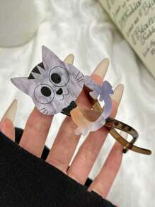 1pc Cute Cat Shaped Hair Clip, Fashion Hair Accessory For Bun, Ponytail, Daily Wear, Gift For Women