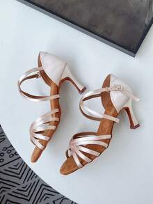 1 Pair Women's Latin Dance Shoes, Soft Sole Adult High Heel Latin Dance Shoes - Baby Pink - View 2