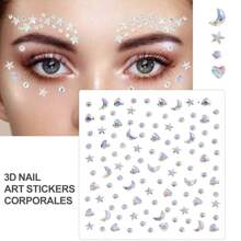1pc Face Diamond Gem Face Stickers Purple Red Rhinestone Gem Sticker Eyeshadow Sticker Nail Body Makeup Stars Sticker DIY Decor Party Daily 3d Faux Gemstone Face Jewel Self-Adhesive Sticker, Great For Diy Music Festival, Y2k Makeup, Costume Party Makeup, Face & Eye Decoration