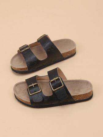 儿童夏季新款时尚纯色系带沙滩凉鞋