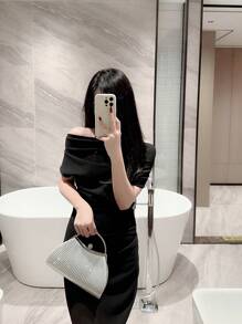 Fashionable Evening Party Handbag - Silver - View 9