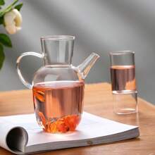 Chinesischer Stil Glas Kung Fu Teekanne, Kaltwasser Wasserkocher, transparente Teekanne, Saftflasche, ergonomischer Griff, einfach zu reinigen, beständig gegen hohe und niedrige Temperaturen, rissbeständig beim täglichen Brühen, empfohlen von Tee-Künstlern, retro-stromlinienförmiger Teekannenauslauf für den Hausgebrauch geeignet, geeignet für losen Tee/Kaffee, antike Wohndekoration Geschenke (500 ML)