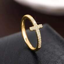 Retro Boho Style Silver-Plated Cross Circle Cubic Zirconia Women's Ring, Wedding & Engagement Jewelry Accessory
