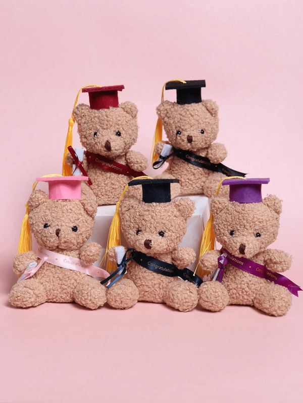Urso de pelúcia preto de pelúcia, mini urso de formatura com boné de formatura, boneca da classe 2025, urso de pelúcia de formatura, boné de urso de formatura solto e cinto de felicitações são decorações favoritas para presentes de formatura, formatura, pelúcias, brinquedos infantis