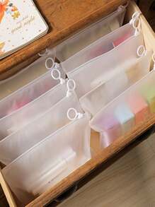 5pcs/10pcs Transparent Frosted Ring Zipper Bags For Underwear, Cosmetics, Stationery, Travel Storage For Travel Storage Bag,Makeup Bag,Cosmetic Bag,Vacation Organizer,Large Capacity Makeup Organizer Makeup Case, For Lipstick, Brush, Skincare, Mobile Phone, Coin, Small Items, For Home,Gift,Vacation And Festival Halloween Christmas Multifunctional Use,Boho Vibes