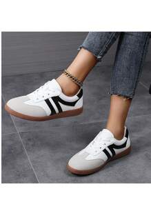 Women's Classic Retro Rubber Sole Fashion Sneakers, Casual Tennis Shoes, Skateboard Shoes, Walking Shoes, Anti-Slip Training Shoes - White - View 7