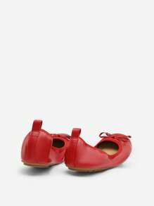 Women's Roll Up Flats, Bow Knot Ballet Flats For Women, Ladies' Foldable Round Toe Comfort Light Weight Slip-On Dress Shoes For Driving And Party And Wedding - Red - View 7