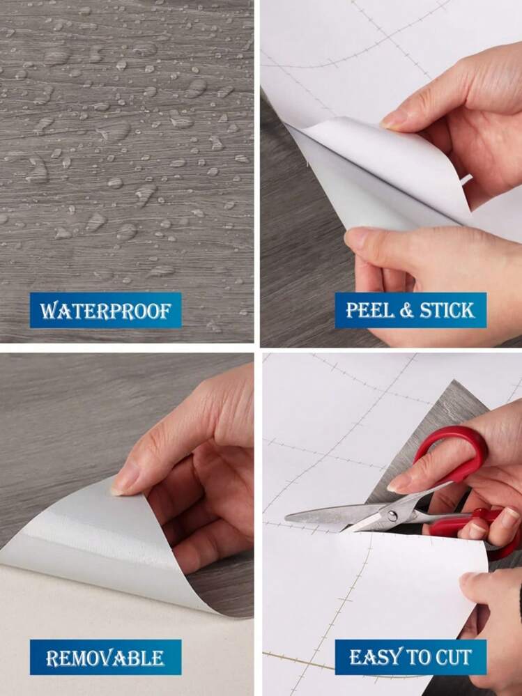 1 rollo de papel tapiz autoadhesivo impermeable y resistente al moho con textura de madera gruesa de color marrón, adecuado para gabinetes, mesas y armarios, para decoración de estilo vintage y campestre en la renovación de habitaciones, decoración de paredes, dormitorios, salas de estar, oficinas y cocinas - Gris Claro - Añade 4