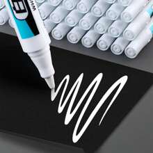 White Marker, Pen Tip (0.7mm, 1mm, 2.5mm), Deep Hole Waterproof MarkerCarpenter's Marker, Perfect For Carpenters, Architects, Builders, Glass, Tires, Notebooks And Art Projects