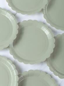 7/9 Inch Sage Green Floral Print Disposable Paper Plates, Sage Green Petal Disposable Party Plates, Party Decor, Disposable Party, Birthday Party, Gift Party, Celebration Decoration Supplies