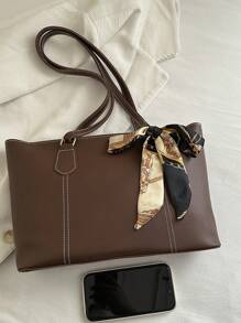 Fashionable Casual Foldable Tote Bag For Women, Large Capacity, Practical For Business, Celebrations, Gifts, Suitable For College Students - Coffee Brown - View 7