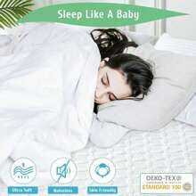 White Top King Mattress Protector For Adjustable Bed - Bamboo Viscose, Waterproof, 6 - 18 Inches Deep Pocket, 32 - 34 Inches From Head