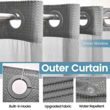 Punkray Waffle Weave No Hook Shower Curtains With Snap In Linerfor  Bathroom Decor Set Supply