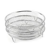 1 套矩形/方形/圆形 304 不锈钢空气炸锅架，多用途不锈钢烤架，水果蔬菜脱水架，烤面包架，蒸架，沥水架，烤箱架脚，隔热垫，适用于空气炸锅、烤箱和微波炉