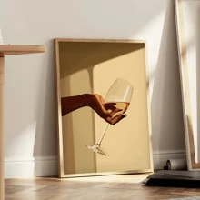 1 pieza - Elegante impresión en lienzo de copa de vino de una sola mano - Decoración moderna de pared sin marco para salas de estar, dormitorios, cocinas, oficinas en el hogar y baños - Colgante vertical único para uso en interiores/exteriores