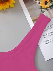 Quà tặng cá nhân hóa, Áo tank top ngắn nữ tùy chỉnh, có thể thêm chữ (câu nói/cụm từ/tên/số/khẩu hiệu, v.v.) - Màu Hồng Tươi - Xem 5