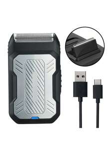 男士电动剃须刀，可充电多功能电动剃须刀带刷，男士家庭美发沙龙，圣诞礼物的高品质选择 - 銀色 - 查看 3