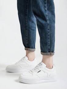 Alan Vincent 2025 春季新款女鞋白色鞋子低帮系带运动鞋舒适运动鞋女士平底鞋百搭购物鞋 - 白色 - 查看 6