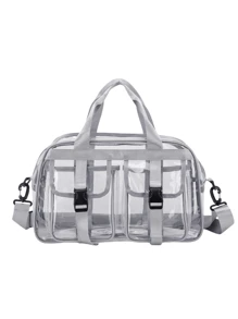 Large Capacity PVC Travel Bag, Transparent Jelly Waterproof Shoulder Beach Lightweight Tote Handbag For Sports & Swimming - Multicolor - View 2