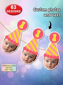 Custom Banner Birthday, Birthday Bunting Banner, Photo Banner, Birthday Face Banner, First Birthday Party, Face Party Banner Digital Back To School