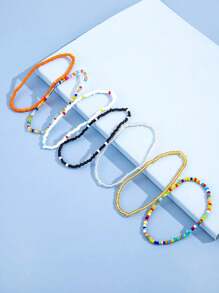 7pcs Bohemian Style Colorful Beaded Multi-Layer Anklet For Women - Multicolor - View 4