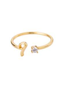 女士不锈钢小字母开口戒指时尚锆石 A-Z 字母可调节戒指女式婚礼美学珠宝 - 多色 - 查看 56