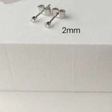 6 Pairs Women's Stainless Steel Cubic Zirconia 2mm Crystal Studded Classic Small Earrings
