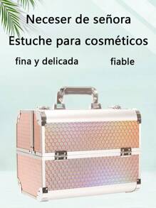 Neceser de viaje organizador ajustable, neceser profesional grande, compartimentos ajustables, neceser, organizador de cosméticos, estuche de cosméticos, organizador de cosméticos con correa para el hombro, asa de transporte